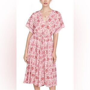 Xirena Grayson Cotton Gauze Midi Dress in the Bella Rouge floral pattern M